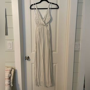 White and black striped maxi dress